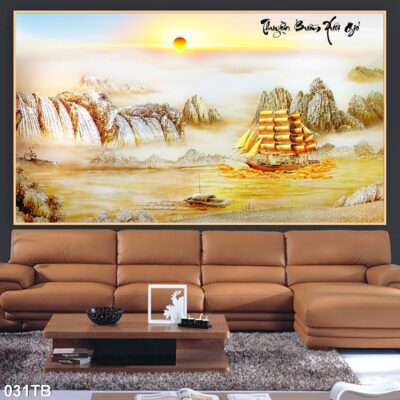 Tranh tráng gương thuận buồm xuôi gió cao cấp, trang trí phòng khách, phòng ngủ, cầu thang