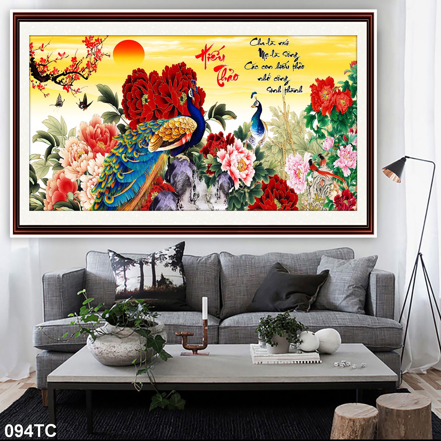 094TCtranh công mẫu đơn, tranh hoàng anh tranh công mẫu đơn, tranh hoàng anh