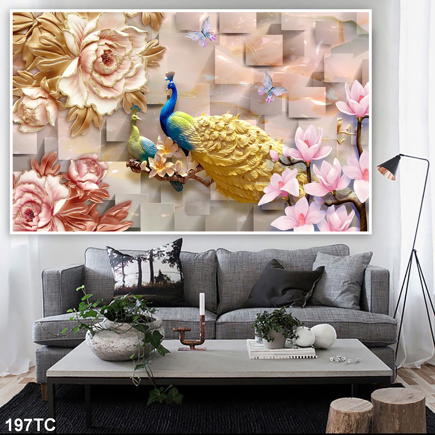 197TCtranh công mẫu đơn, tranh hoàng anh tranh công mẫu đơn, tranh hoàng anh