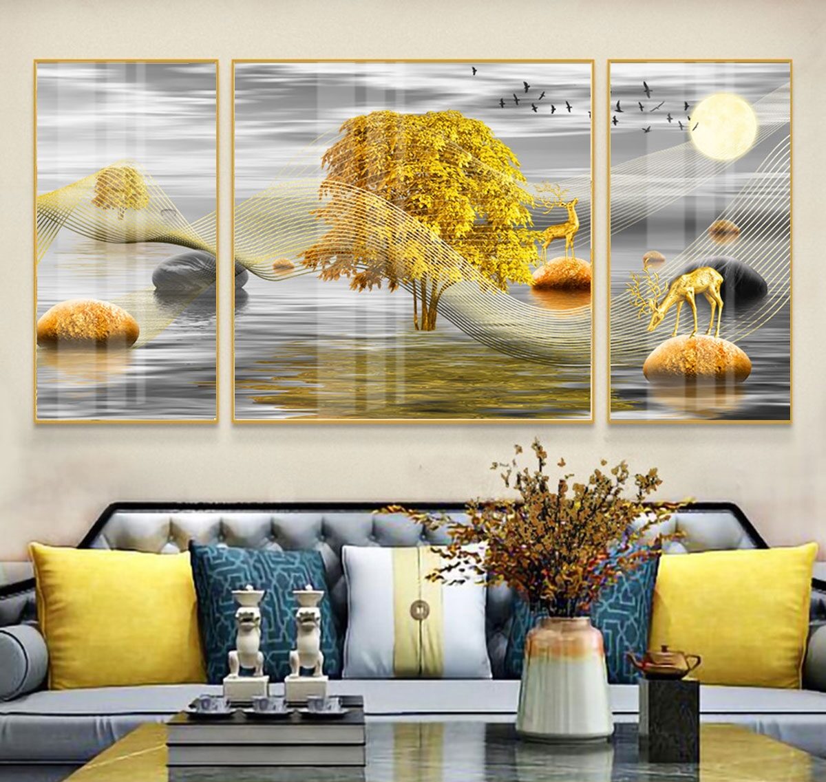 Tranh tráng gương bộ 3 hiện đại SB26