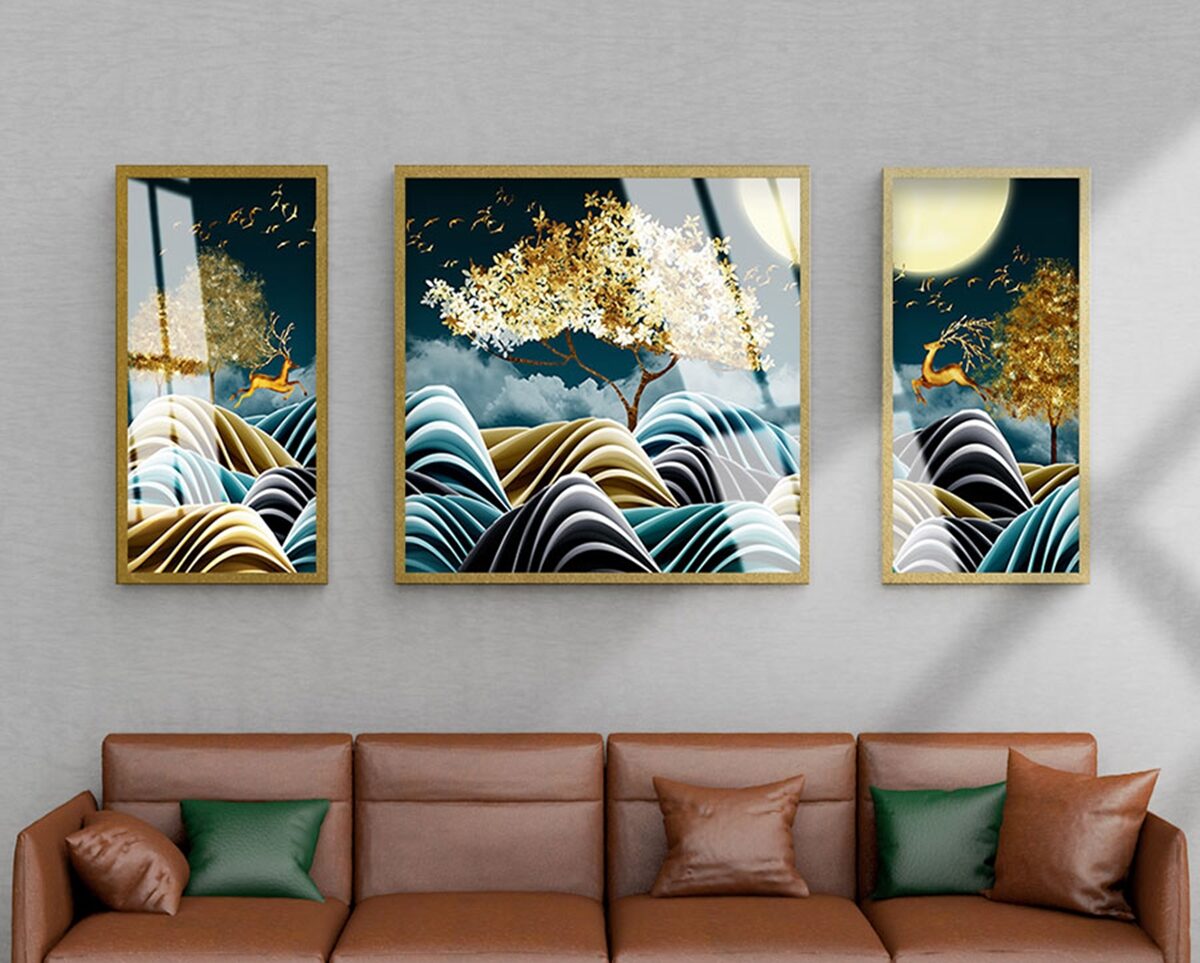 Tranh tráng gương bộ 3 hiện đại SB52