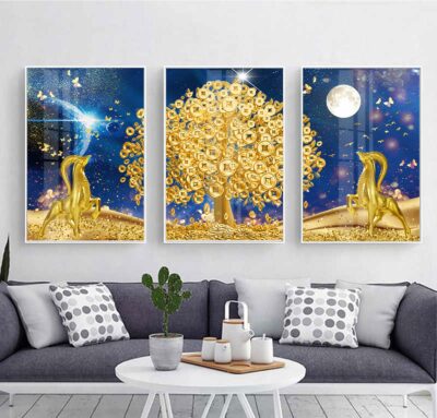 Bộ 3 tranh tráng gương hiện đại sang trọng SB02