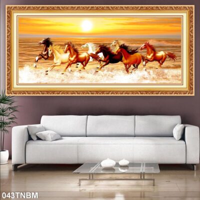 Tranh treo tường mã đáo thành công, tranh bát mã, tranh ngựa trang trí phòng khách, quà tặng tân gia