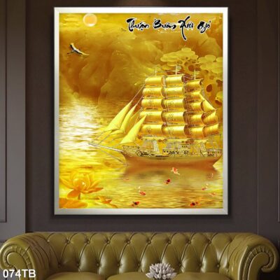 Tranh tráng gương thuận buồm xuôi gió cao cấp, trang trí phòng khách, phòng ngủ, cầu thang