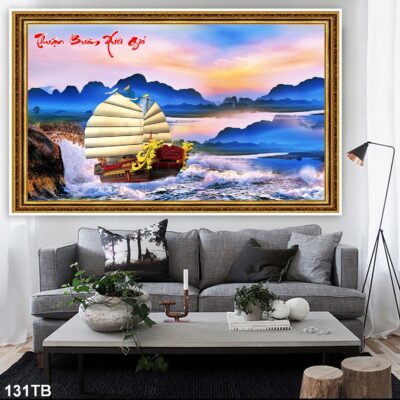 Tranh tráng gương thuận buồm xuôi gió cao cấp, trang trí phòng khách, phòng ngủ, cầu thang