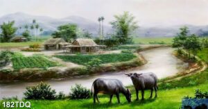 tranh đồng quê, làng quê việt nam 182TDQ