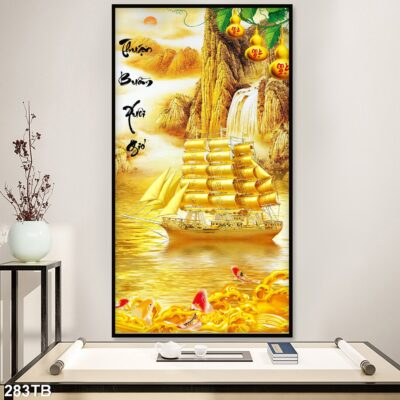 Tranh tráng gương thuận buồm xuôi gió cao cấp, trang trí phòng khách, phòng ngủ, cầu thang