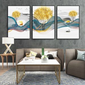 tranh tráng gương hươu nai trang trí phòng khách, phòng ngủ