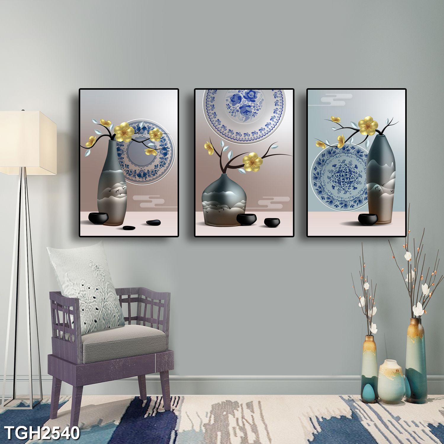 TGH2540Bộ 3 tranh tráng gương hiện đại, bình hoa trang trí phòng khách, phòng bếp, khách sạn Bộ 3 tranh tráng gương hiện đại, bình hoa trang trí phòng khách, phòng bếp, khách sạn