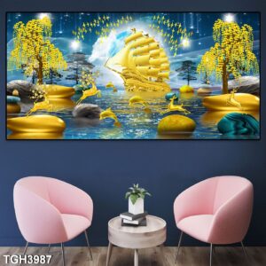 tranh tráng gương thuận buồm suôi gió trang trí phòng khách, phòng ngủ