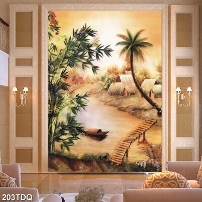 Tranh treo tường phong cảnh đồng quê – làng quê nông thôn Việt Nam