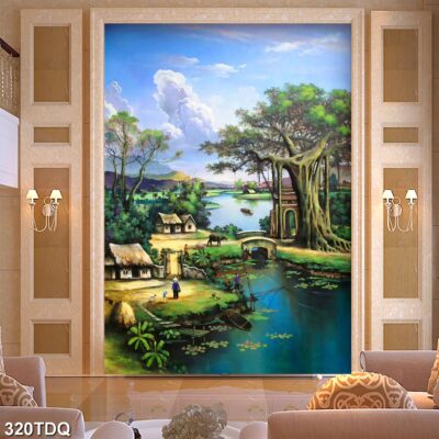 Tranh treo tường phong cảnh đồng quê – làng quê nông thôn Việt Nam