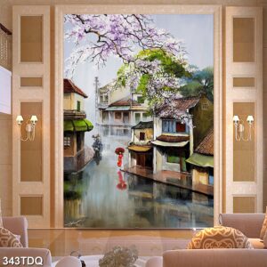 Tranh treo tường phong cảnh đồng quê – làng quê nông thôn Việt Nam