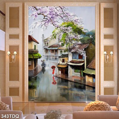 Tranh treo tường phong cảnh đồng quê – làng quê nông thôn Việt Nam