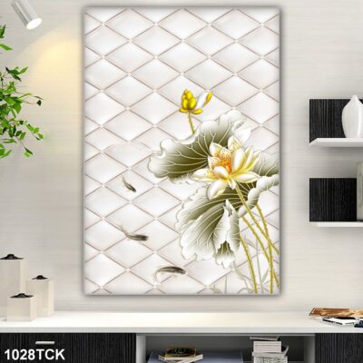 Tranh treo tường hoa sen cá koi, cá chép trang trí phòng khách, quà tặng tân gia