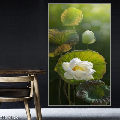 Tranh treo tường hoa sen cá koi, cá chép trang trí phòng khách, quà tặng tân gia