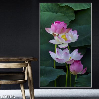 Tranh treo tường hoa sen cá koi, cá chép trang trí phòng khách, quà tặng tân gia