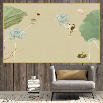 Tranh treo tường hoa sen cá koi, cá chép trang trí phòng khách, quà tặng tân gia