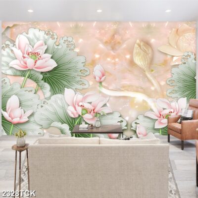 Tranh treo tường hoa sen cá koi, cá chép trang trí phòng khách, quà tặng tân gia