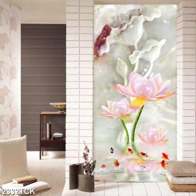 Tranh treo tường hoa sen cá koi, cá chép trang trí phòng khách, quà tặng tân gia