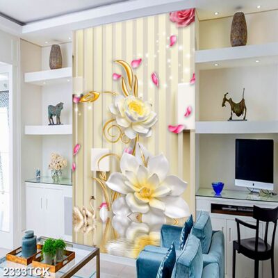 Tranh treo tường hoa sen cá koi, cá chép trang trí phòng khách, quà tặng tân gia