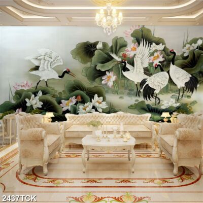 Tranh treo tường hoa sen cá koi, cá chép trang trí phòng khách, quà tặng tân gia