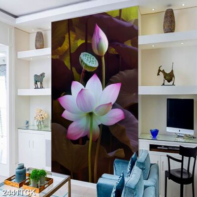 Tranh treo tường hoa sen cá koi, cá chép trang trí phòng khách, quà tặng tân gia