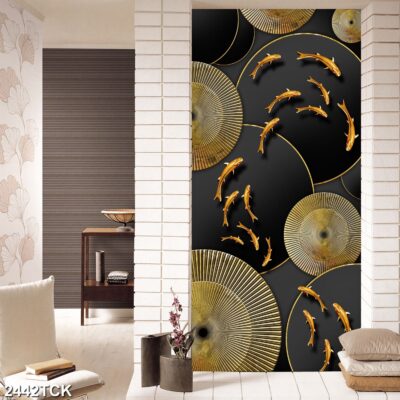 Tranh treo tường hoa sen cá koi, cá chép trang trí phòng khách, quà tặng tân gia