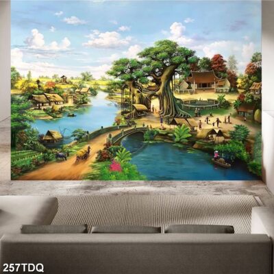 Tranh treo tường phong cảnh đồng quê – làng quê nông thôn Việt Nam