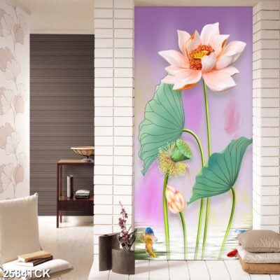 Tranh treo tường hoa sen cá koi, cá chép trang trí phòng khách, quà tặng tân gia