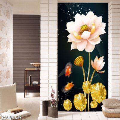 Tranh treo tường hoa sen cá koi, cá chép trang trí phòng khách, quà tặng tân gia