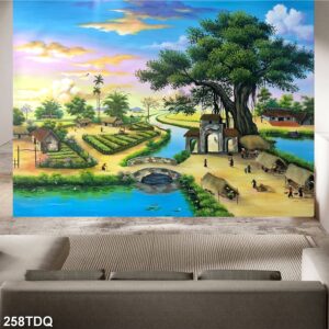 Tranh treo tường phong cảnh đồng quê – làng quê nông thôn Việt Nam