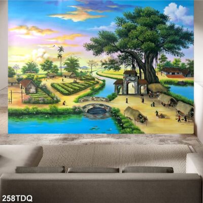 Tranh treo tường phong cảnh đồng quê – làng quê nông thôn Việt Nam