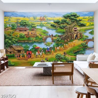Tranh treo tường phong cảnh đồng quê – làng quê nông thôn Việt Nam
