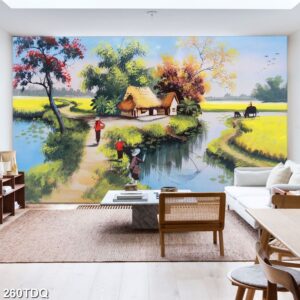 Tranh treo tường phong cảnh đồng quê – làng quê nông thôn Việt Nam
