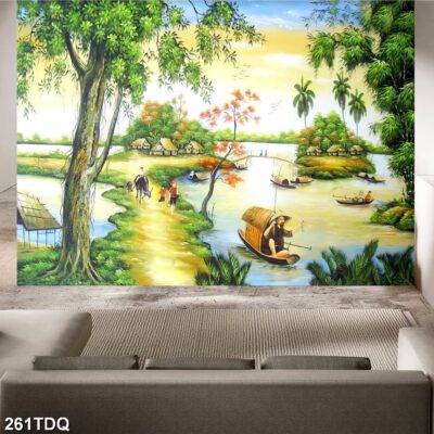 Tranh treo tường phong cảnh đồng quê – làng quê nông thôn Việt Nam