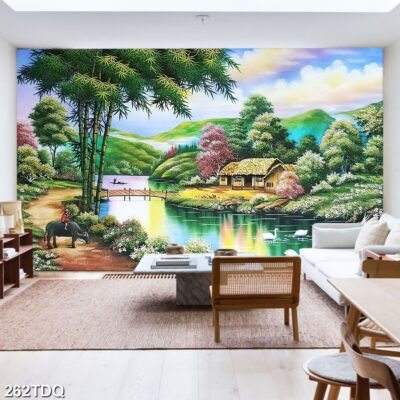 Tranh treo tường phong cảnh đồng quê – làng quê nông thôn Việt Nam