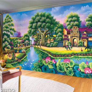Tranh treo tường phong cảnh đồng quê – làng quê nông thôn Việt Nam
