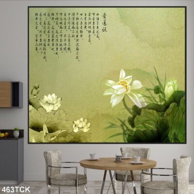 Tranh treo tường hoa sen cá koi, cá chép trang trí phòng khách, quà tặng tân gia