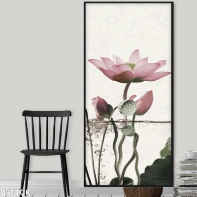 Tranh treo tường hoa sen cá koi, cá chép trang trí phòng khách, quà tặng tân gia