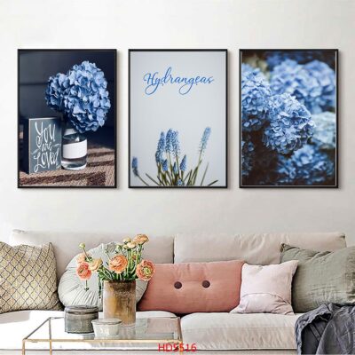 Bộ 3 tranh tráng gương hiện đại, bình hoa trang trí phòng khách, phòng bếp, khách sạn