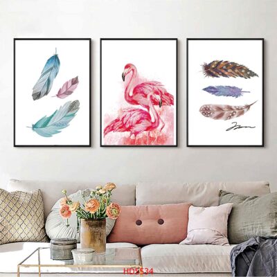 Bộ 3 tranh tráng gương hiện đại, bình hoa trang trí phòng khách, phòng bếp, khách sạn