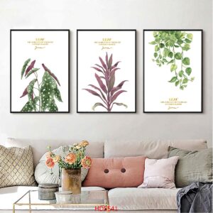 Bộ 3 tranh tráng gương hiện đại, bình hoa trang trí phòng khách, phòng bếp, khách sạn