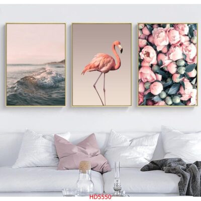 Bộ 3 tranh tráng gương hiện đại, bình hoa trang trí phòng khách, phòng bếp, khách sạn