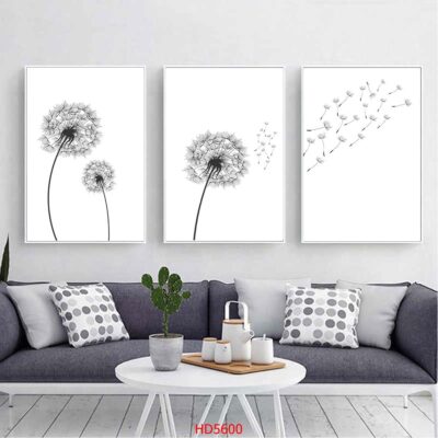 Bộ 3 tranh tráng gương hiện đại, bình hoa trang trí phòng khách, phòng bếp, khách sạn
