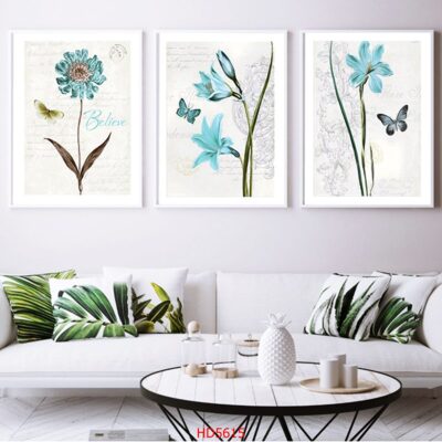 Bộ 3 tranh tráng gương hiện đại, bình hoa trang trí phòng khách, phòng bếp, khách sạn