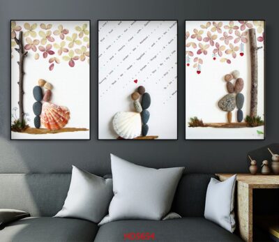 Bộ 3 tranh tráng gương hiện đại, bình hoa trang trí phòng khách, phòng bếp, khách sạn
