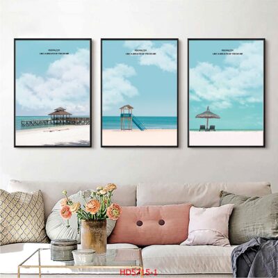 Bộ 3 tranh tráng gương hiện đại, bình hoa trang trí phòng khách, phòng bếp, khách sạn