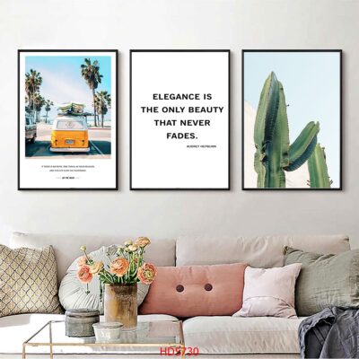 Bộ 3 tranh tráng gương hiện đại, bình hoa trang trí phòng khách, phòng bếp, khách sạn