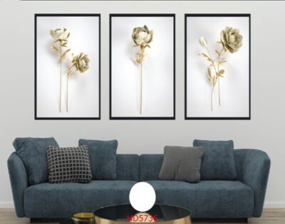 Bộ 3 tranh tráng gương hiện đại, bình hoa trang trí phòng khách, phòng bếp, khách sạn